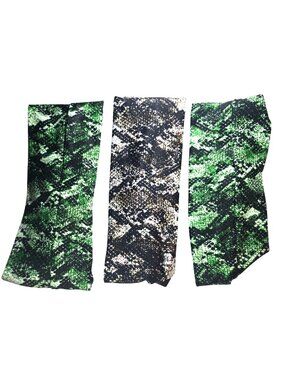 Cvg Snake Print Headbands Stretchy Green Black Set Of 3 Lightweight Sport Casual